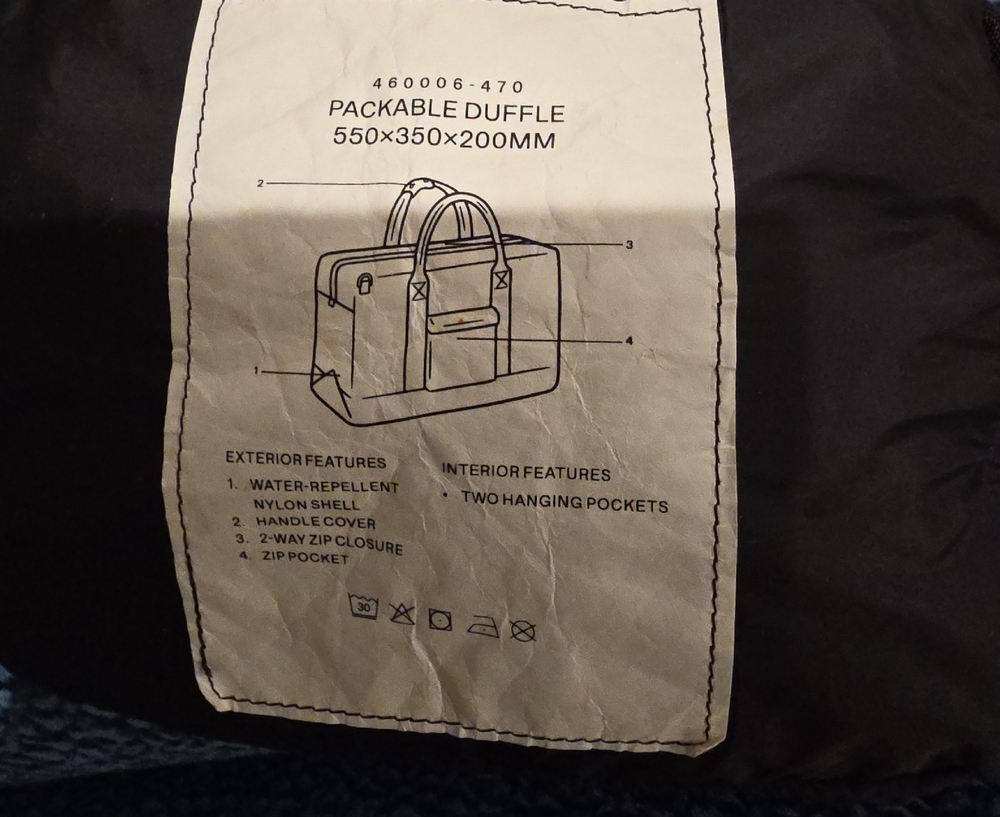 Black Packable Duffel Bag